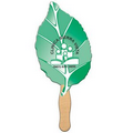 Leaf Stock Shape Fan with Wooden Stick